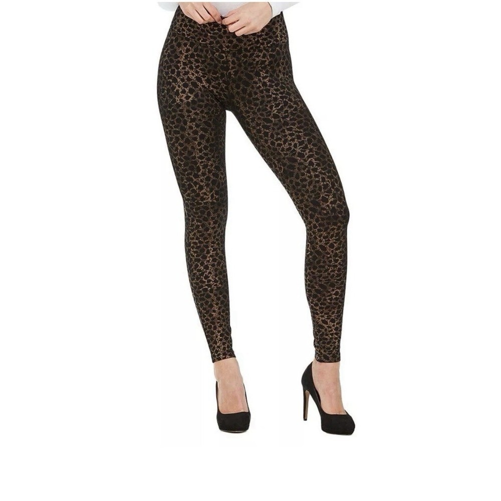 Peter Nygard Slims Bianca Leggings Black and Gold Leopard Print NWT